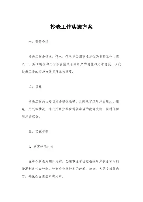 抄表工作实施方案