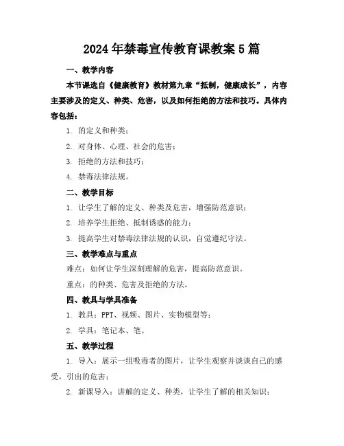 2024年禁毒宣传教育课教案5篇