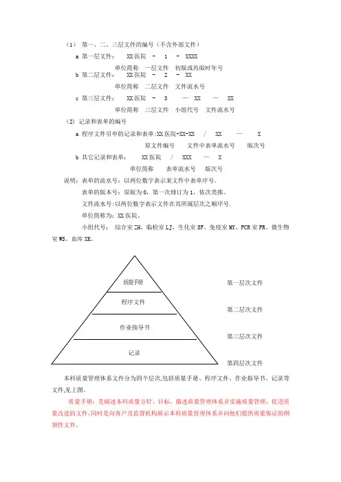 检验科各层次文件编号举例详解