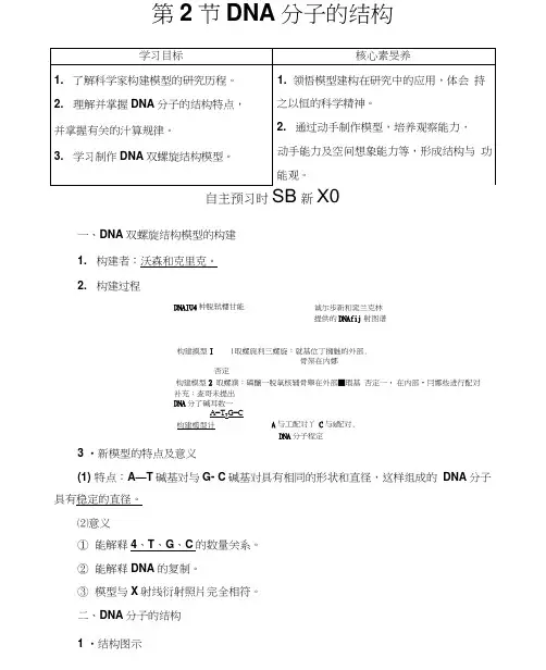 2019-2020学年人教版生物必修二讲义：第3章第2节DNA分子的结构Word版含答案