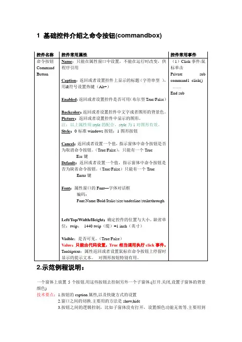 vb实验1命令按钮说明