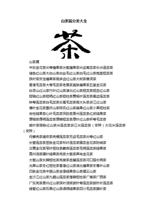 山茶属分类大全