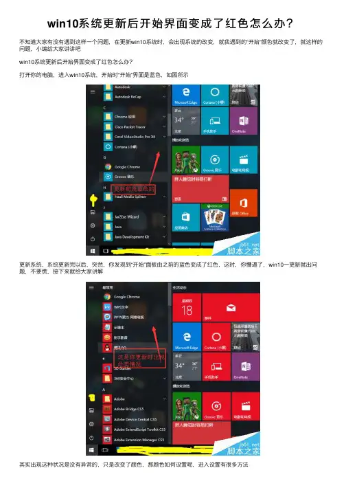 win10系统更新后开始界面变成了红色怎么办？