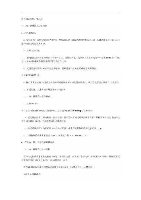 溶栓的适应症、禁忌症