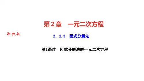 湘教版九年级数学上册作业课件 第2章 一元二次方程 第1课时 因式分解法解一元二次方程
