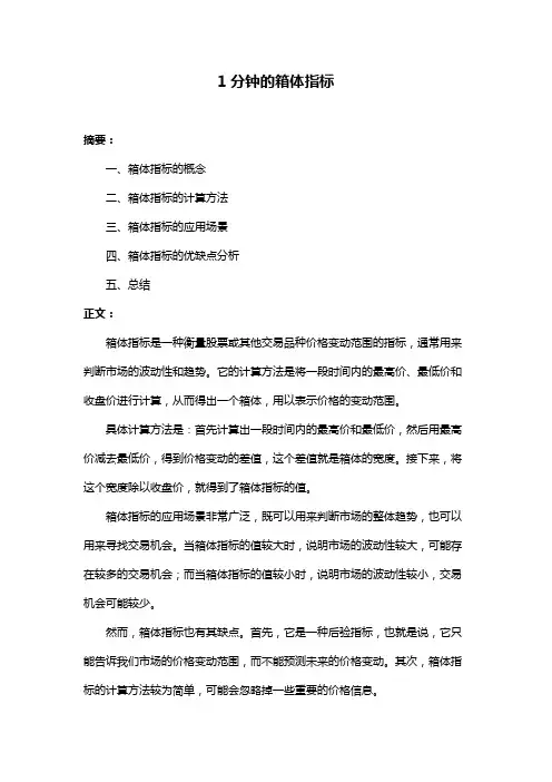 1分钟的箱体指标