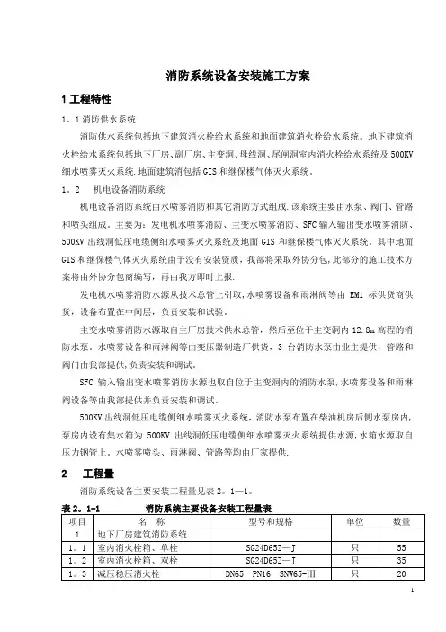 消防系统设备安装施工方案