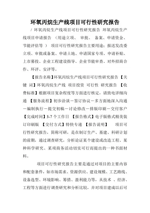 环氧丙烷生产线项目可行性研究报告.doc