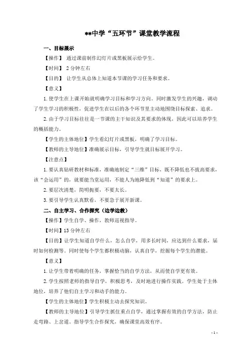 甘肃庆阳某某中学课堂教学五环节