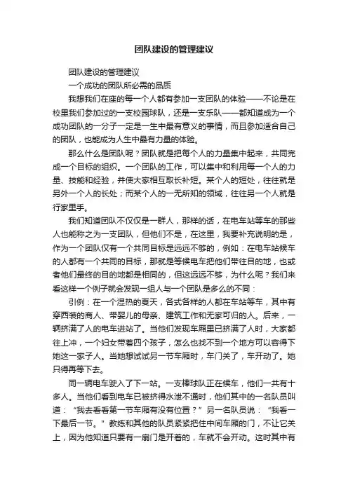 团队建设的管理建议