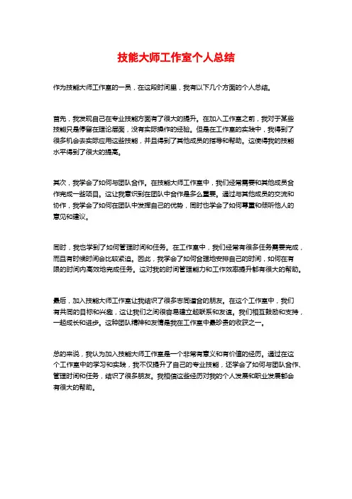 技能大师工作室个人总结
