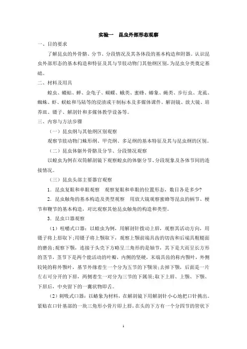 农业昆虫学实验参考材料