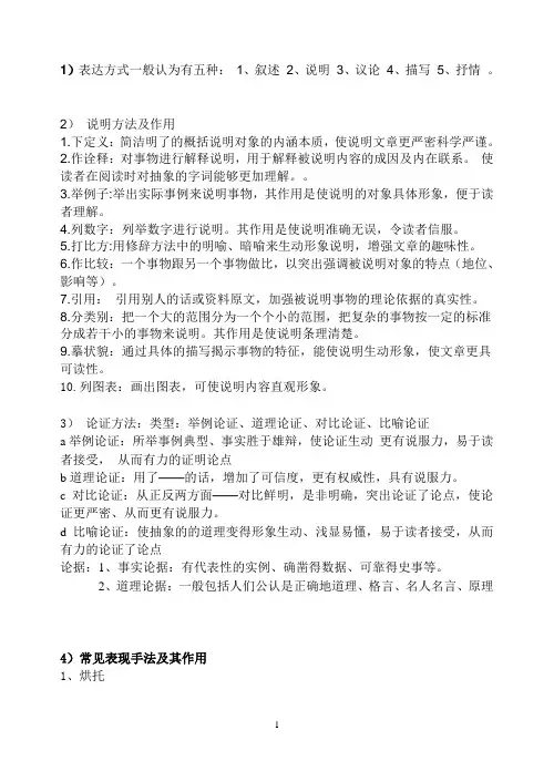 各种说明方法的作用