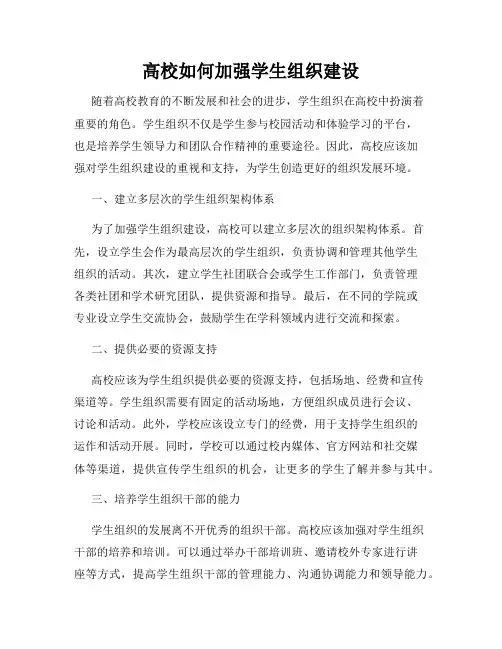 高校如何加强学生组织建设