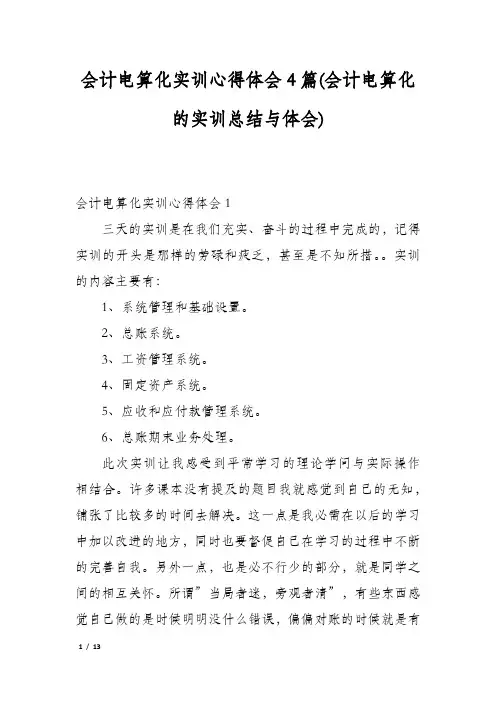 会计电算化实训心得体会4篇(会计电算化的实训总结与体会)