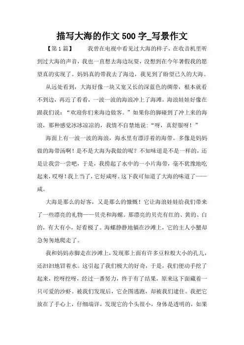 描写大海的作文500字_写景作文