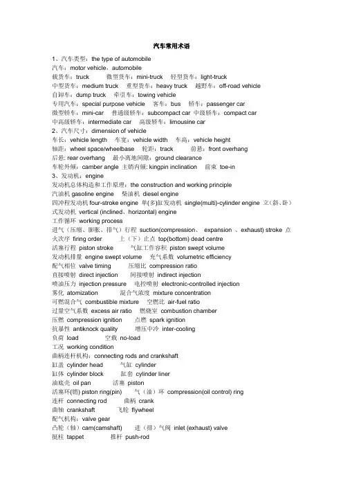 汽车常用词汇
