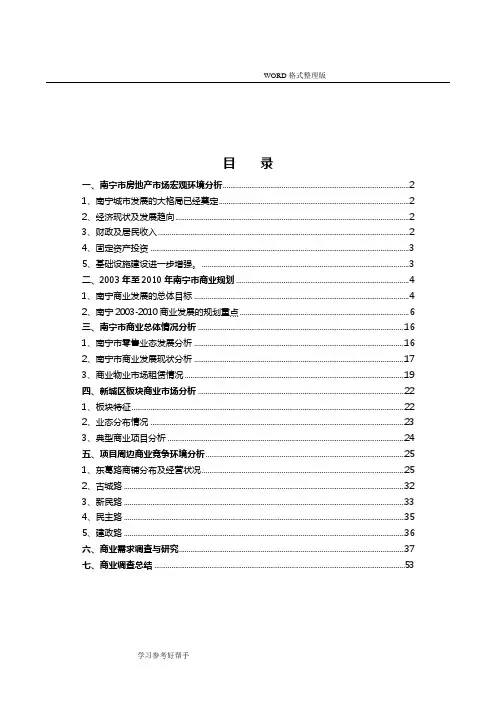 南宁商业市场环境分析报告正文