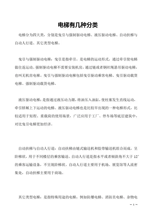 电梯有几种分类   