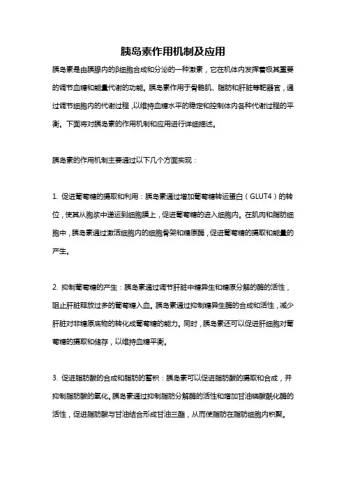 胰岛素作用机制及应用