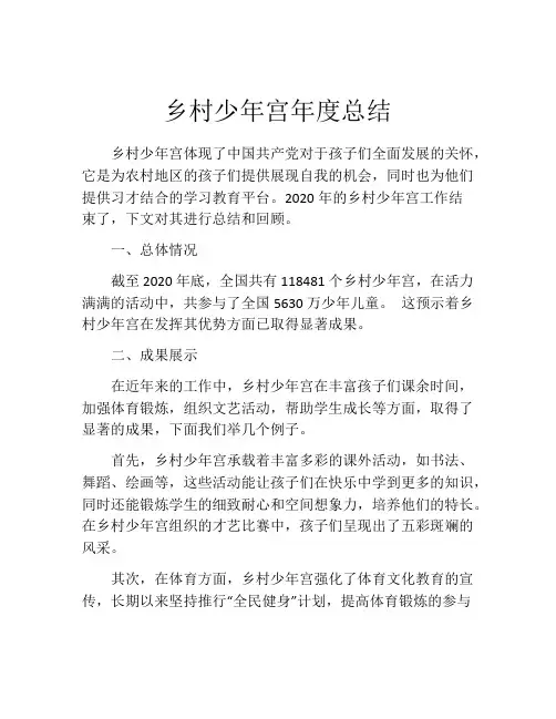乡村少年宫年度总结