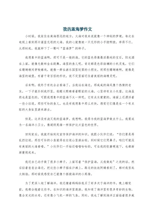 我的蓝海梦作文