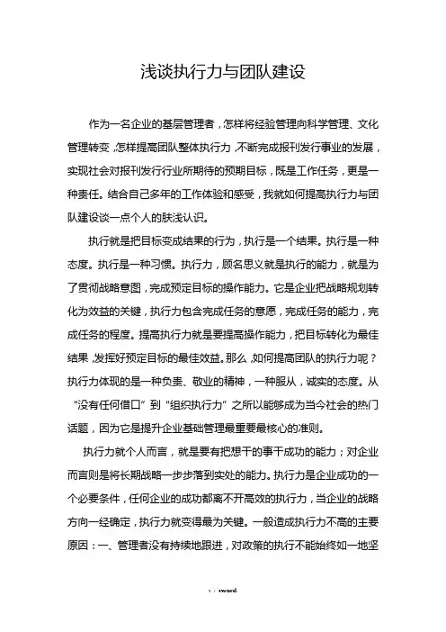 浅谈执行力与团队建设#精选、