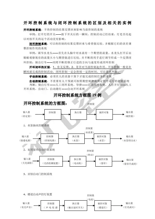 开环控制系统与闭环控制系统的区别及相关