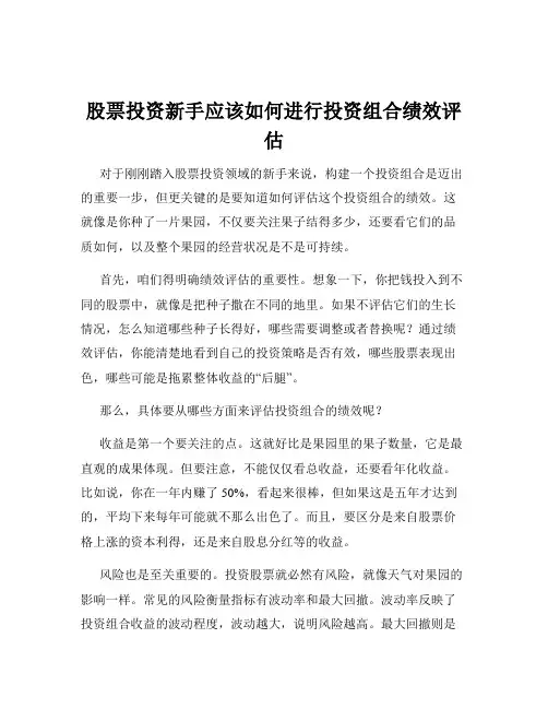 股票投资新手应该如何进行投资组合绩效评估
