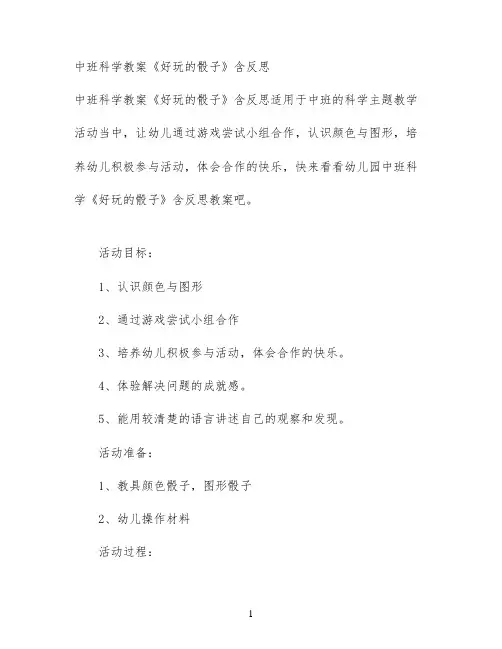 中班科学教案《好玩的骰子》含反思