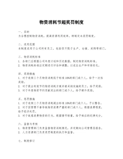 物资消耗节超奖罚制度