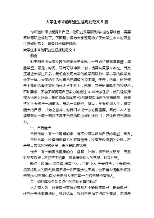 大学生未来的职业生涯规划范文5篇