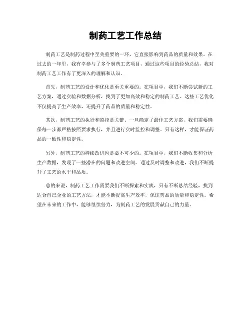 制药工艺工作总结