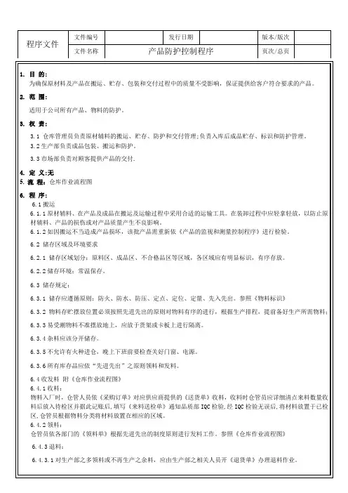 产品防护控制程序