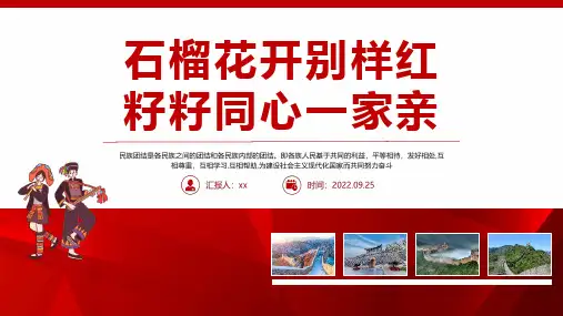 通用版石榴花开别样红籽籽同心一家亲PPT 民族团结一家亲主题班会PPT课件