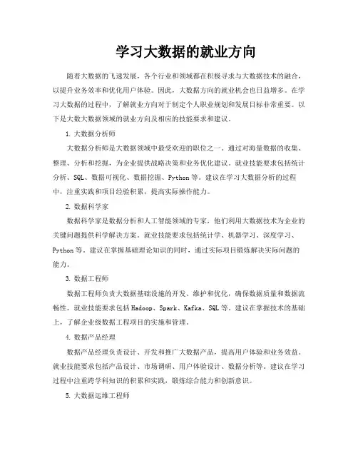 学习大数据的就业方向