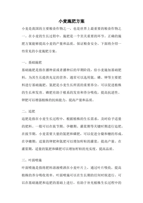 小麦施肥方案