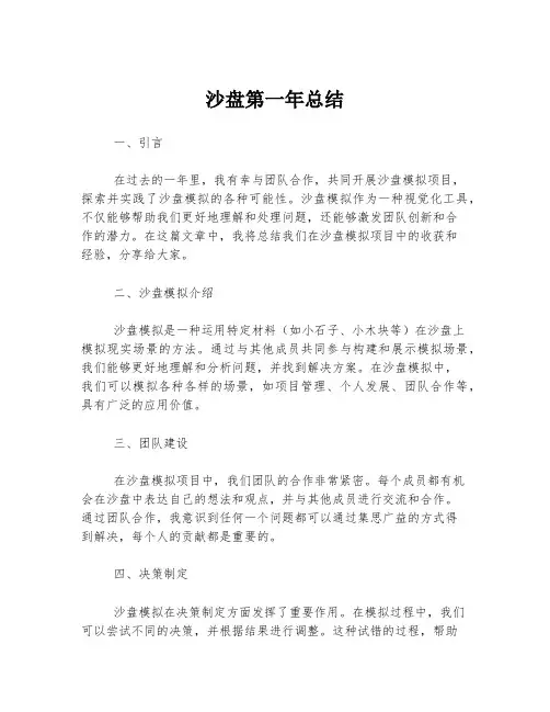 沙盘第一年总结