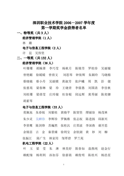 深圳职业技术学院2006-2007学年度