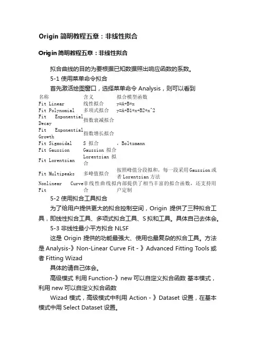 Origin简明教程五章：非线性拟合