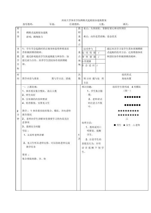 蹲踞式起跑接加速跑完整教案