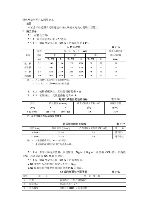 018钢丝网架水泥夹心隔墙施工工艺---文本资料