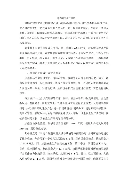 氯碱氯氢工作总结