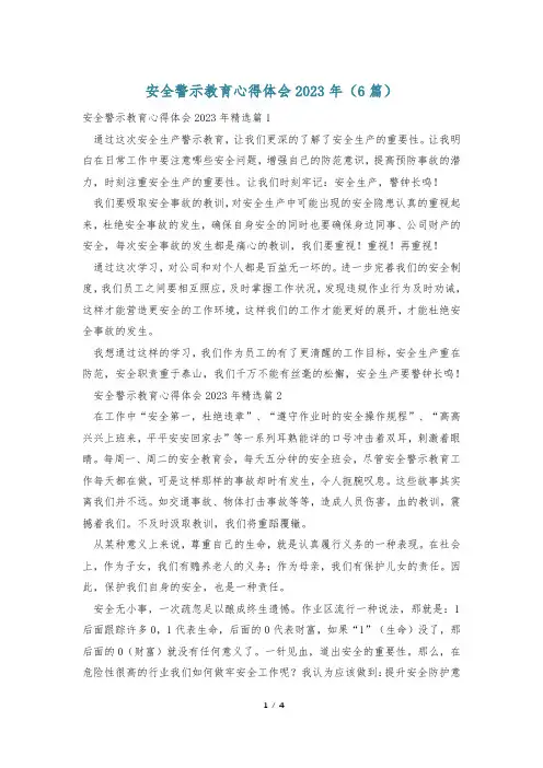 安全警示教育心得体会2023年(6篇)