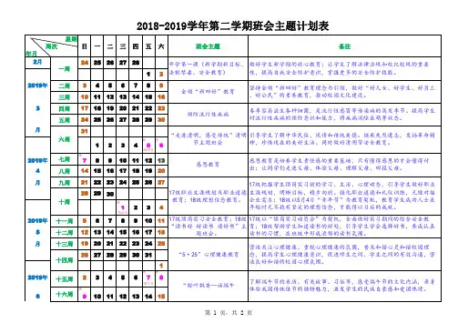 2018-2019学年第二学期周班会主题安排表_20190301144534