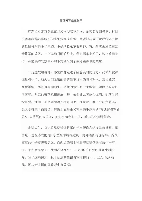 廷锴将军故里作文