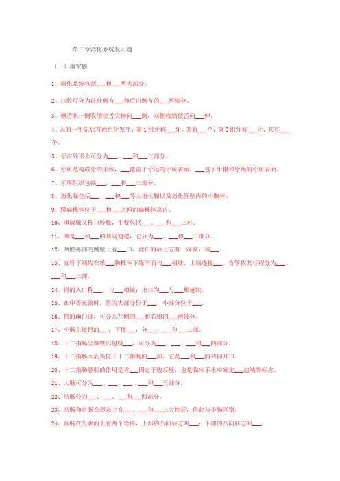 解剖学基础消化系统试题及答案