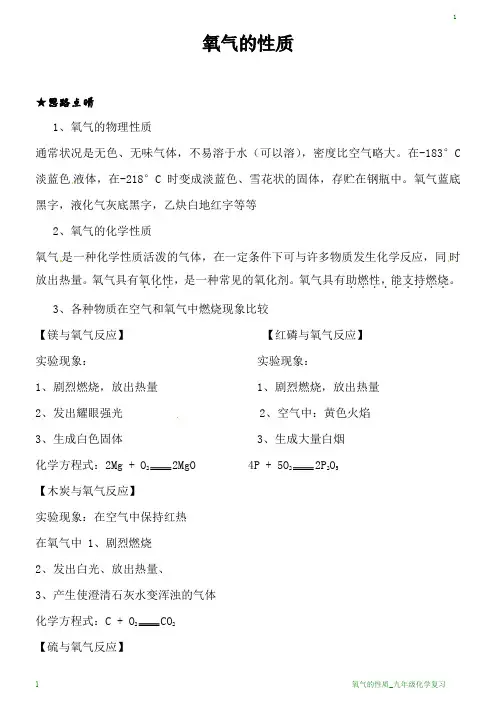 氧气的性质_九年级化学复习
