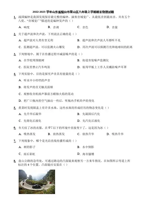 2022-2023学年山东省烟台市莱山区八年级上学期期末物理试题