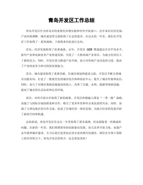 青岛开发区工作总结